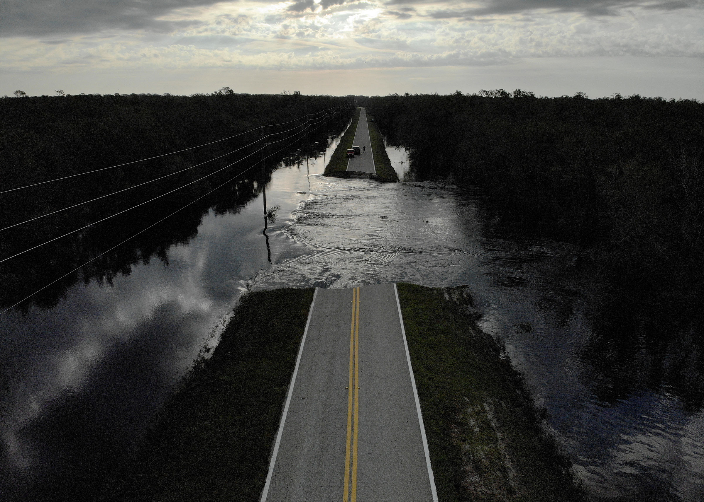 A destroyed road is seen after Hurricane Ian caused widespread destruction in Brownville, Florida, U.S., October 4, 2022. (Marco Bello—Reuters)