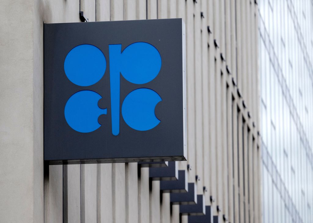 The logo of the OPEC is pictured at the OPEC headquarters on October 4, 2022 on the eve of the 45th Meeting of the Joint Ministerial Monitoring Committee and the 33rd OPEC and non-OPEC Ministerial Meeting held on October 05, in Vienna, Austria. (Joe Klamar—AFP/Getty Images)