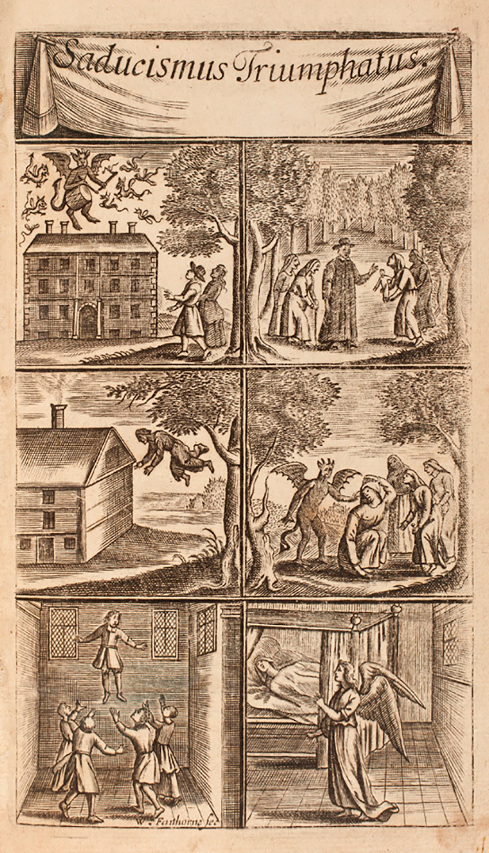Joseph Glanvill's 1700 wordcuts 'Saducismus Triumphatus' aim to depict a rebuttal to any skepticism about the existence of witchcraft. (Joseph Glanvill/New-York Historical Society)