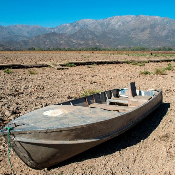 View of an abandoned boat at the dried Aculeo Lake in Paine, about  40 miles southwest of Santiago, Chile, on March 5, 2019.