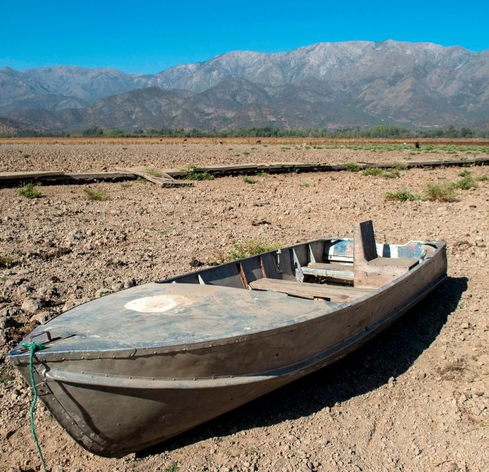 View of an abandoned boat at the dried Aculeo Lake in Paine, about  40 miles southwest of Santiago, Chile, on March 5, 2019.