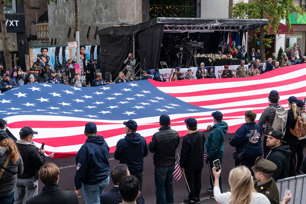 Huge American Flag carried along Fifth Avenue during