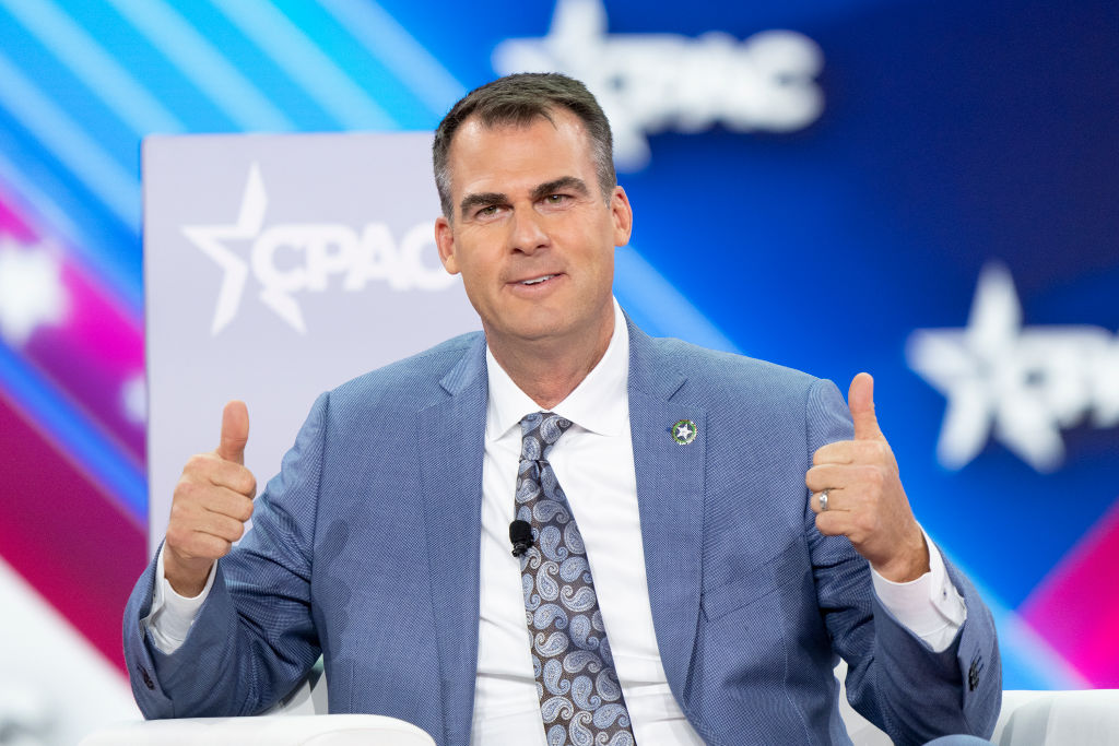 Governor of Oklahoma Kevin Stitt speaks during CPAC (