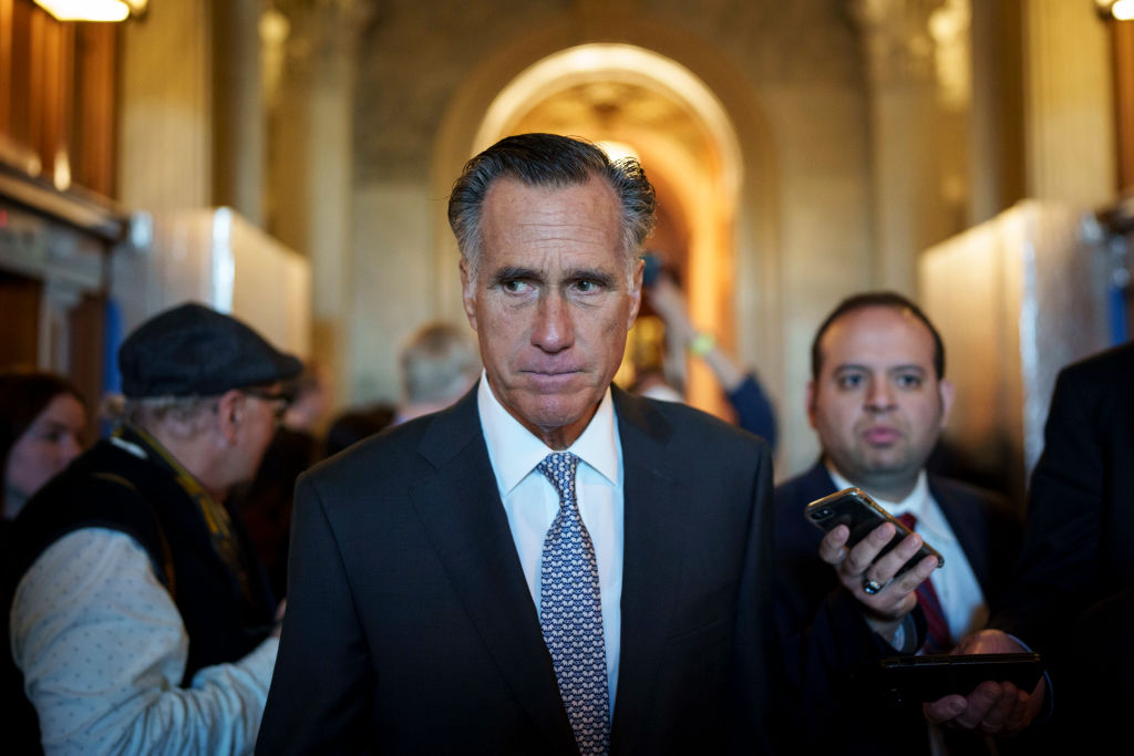 Sen. Mitt Romney, Republican of Utah, leaves the Senate floor after voting yes on a procedural vote on federal legislation protecting same-sex marriages, at the U.S. Capitol on November 16, 2022 in Washington, DC. (Drew Angerer—Getty Images)
