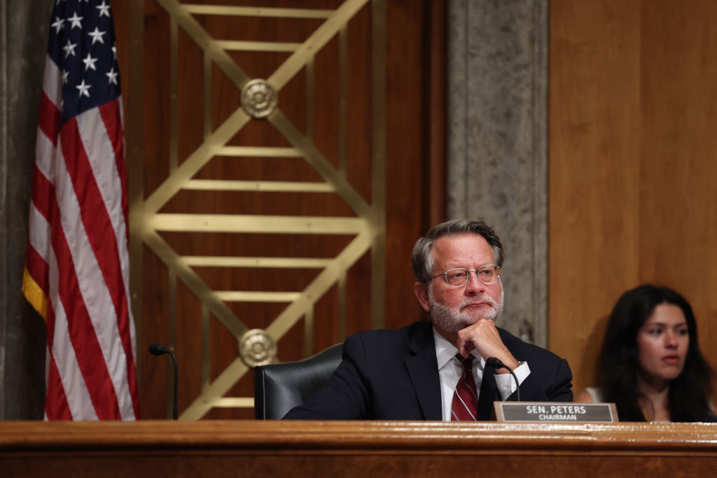 Sen. Gary Peters (D-MI) listens at a confirmation hearing on July 21, 2022 in Washington, DC. (Anna Moneymaker—Getty Images)