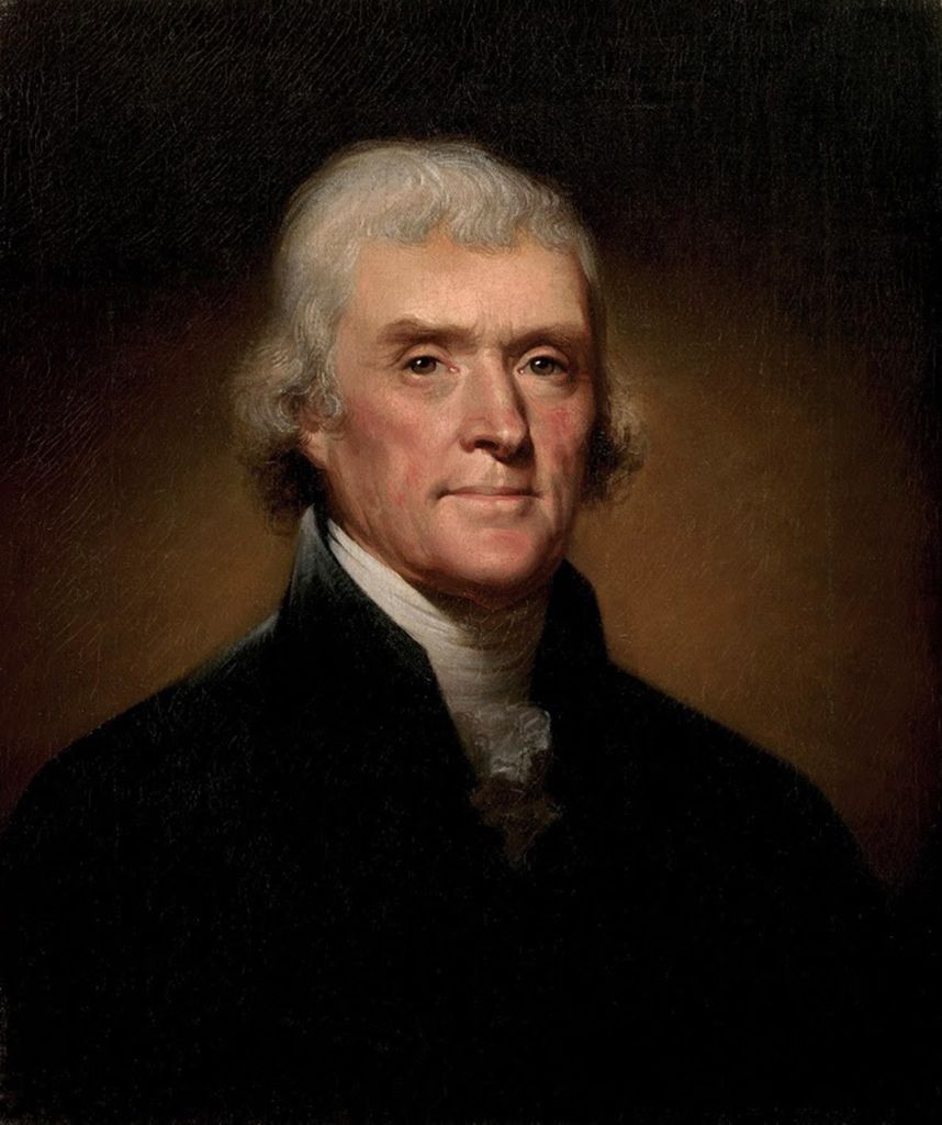 Portrait of Thomas Jefferson by Rembrandt Peale circa 1805. (Courtesy of US National Archives)