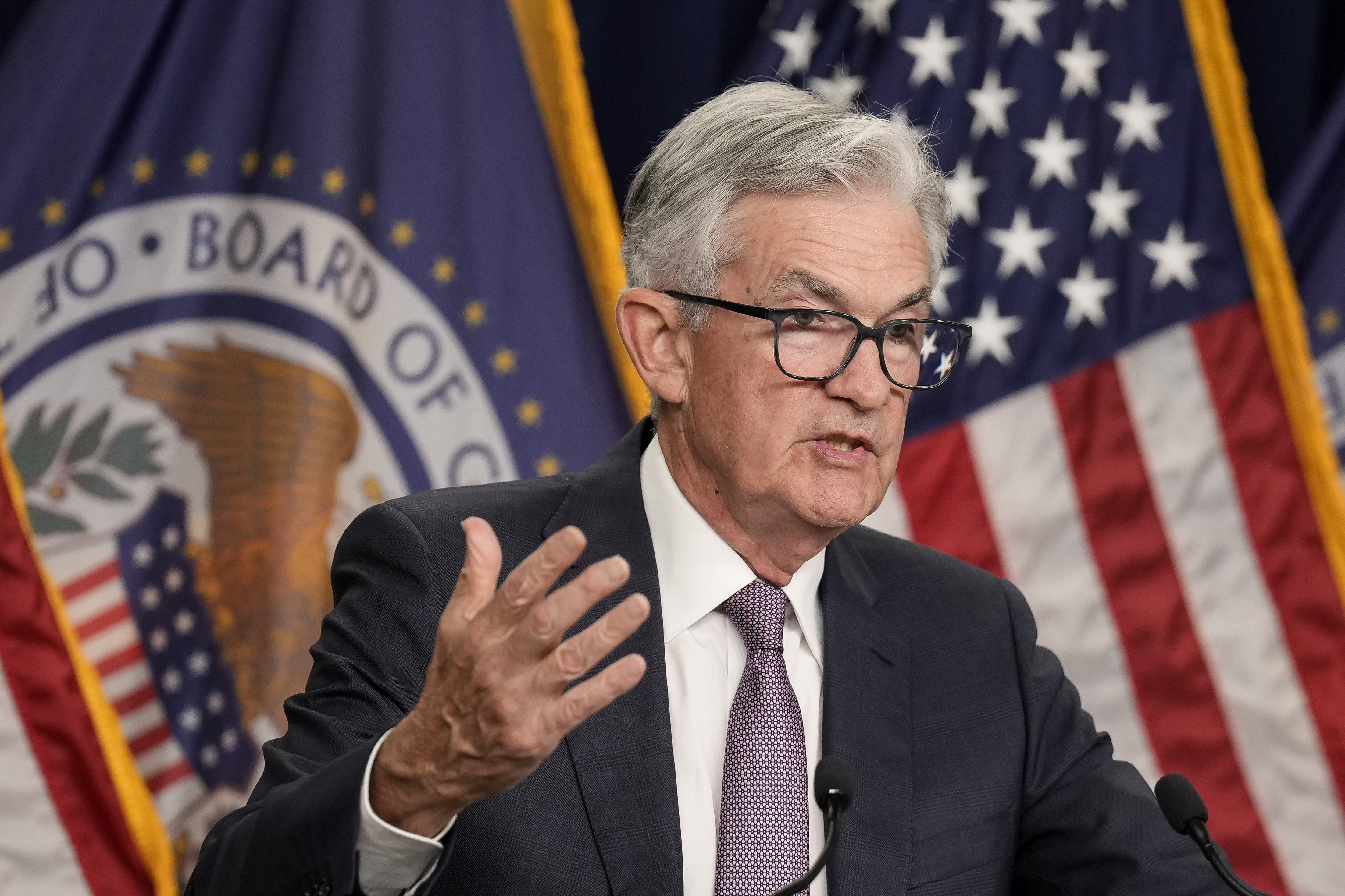 U.S. Federal Reserve Board Chairman Jerome Powell speaks during a news conference following a meeting of the Federal Open Market Committee (FOMC) at the headquarters of the Federal Reserve on September 21, 2022 in Washington, DC. (Drew Angerer–Getty Images)