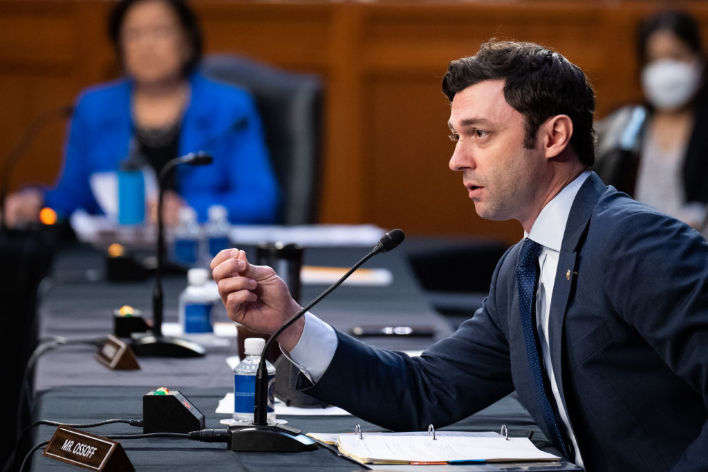 Sen. Jon Ossoff (D-Ga.) questions witnesses during the Senate Judiciary Committee hearing on Wednesday, August 3, 2022. (Bill Clark—CQ-Roll Call, Inc via Getty Images)
