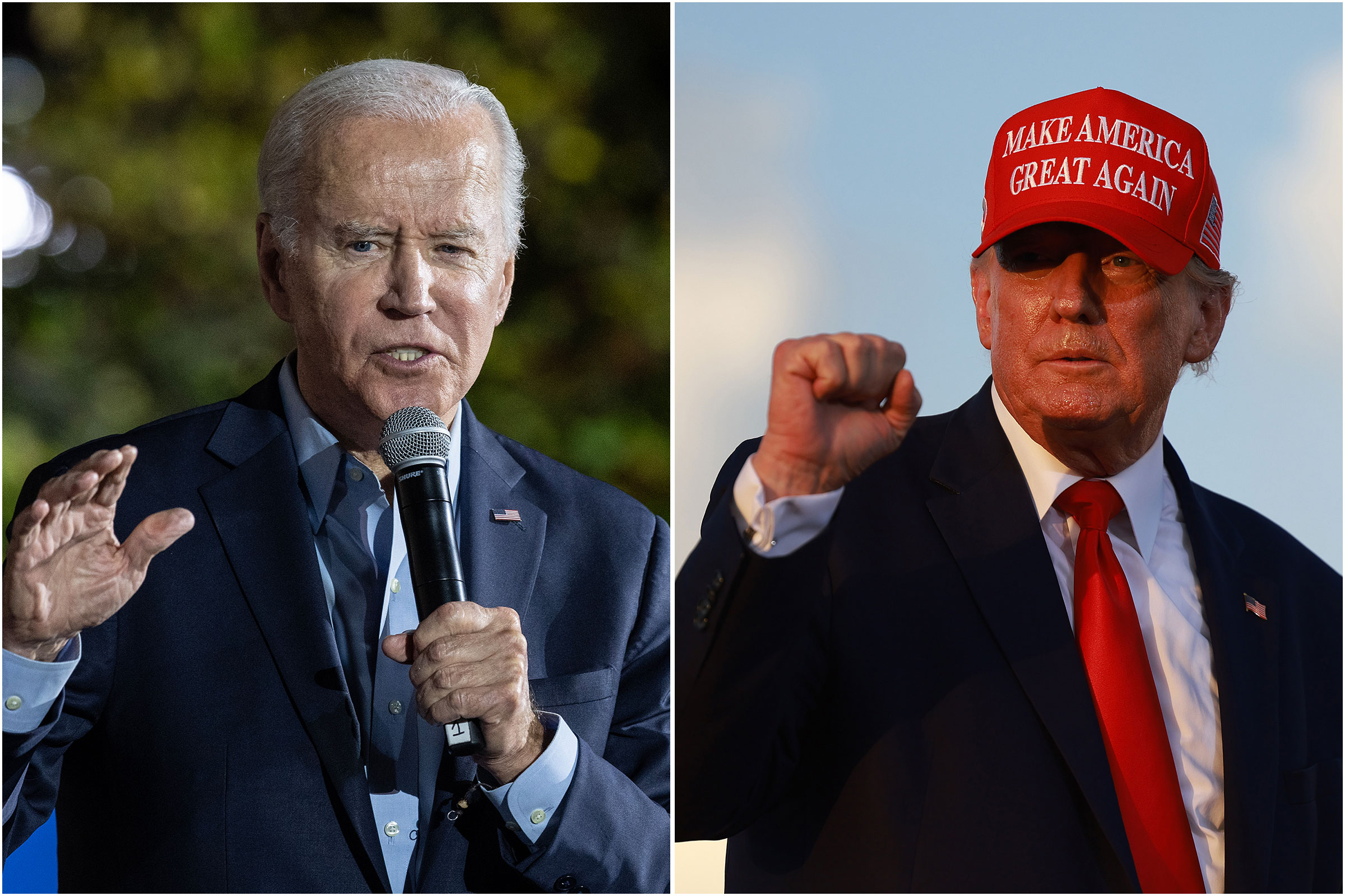 President Joe Biden, left; former President Donald Trump (Lev Radin—Pacific Press/LightRocket/Getty Images; Joe Raedle—Getty Images)
