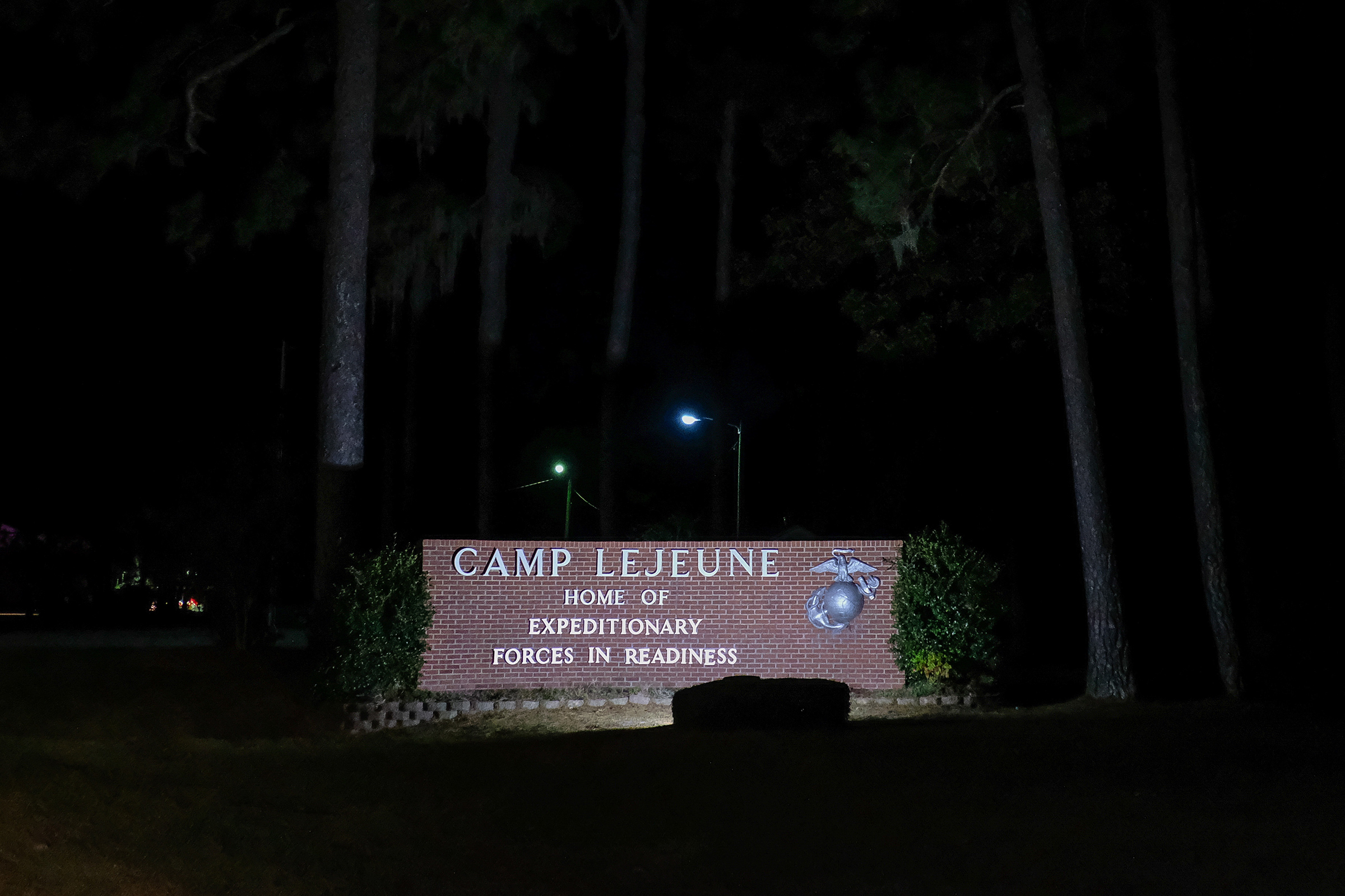 Camp Lejeune by night on Oct. 28, 2017. (Fred Marie—Art In All Of Us/Corbis/Getty Images)