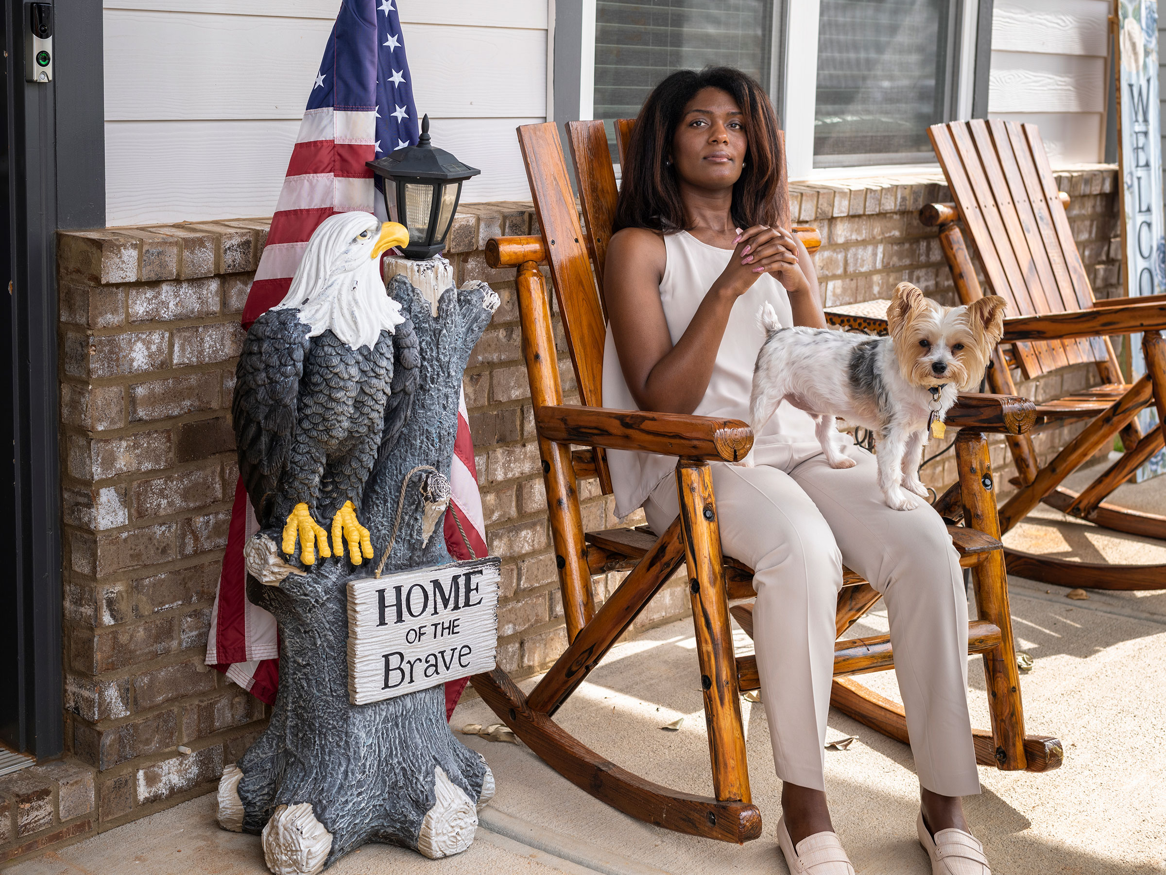 Jennifer Jones, whose voter registration was challenged, poses for a portrait at home in Fairburn, Ga. on Nov. 5. (Gillian Laub for TIME)