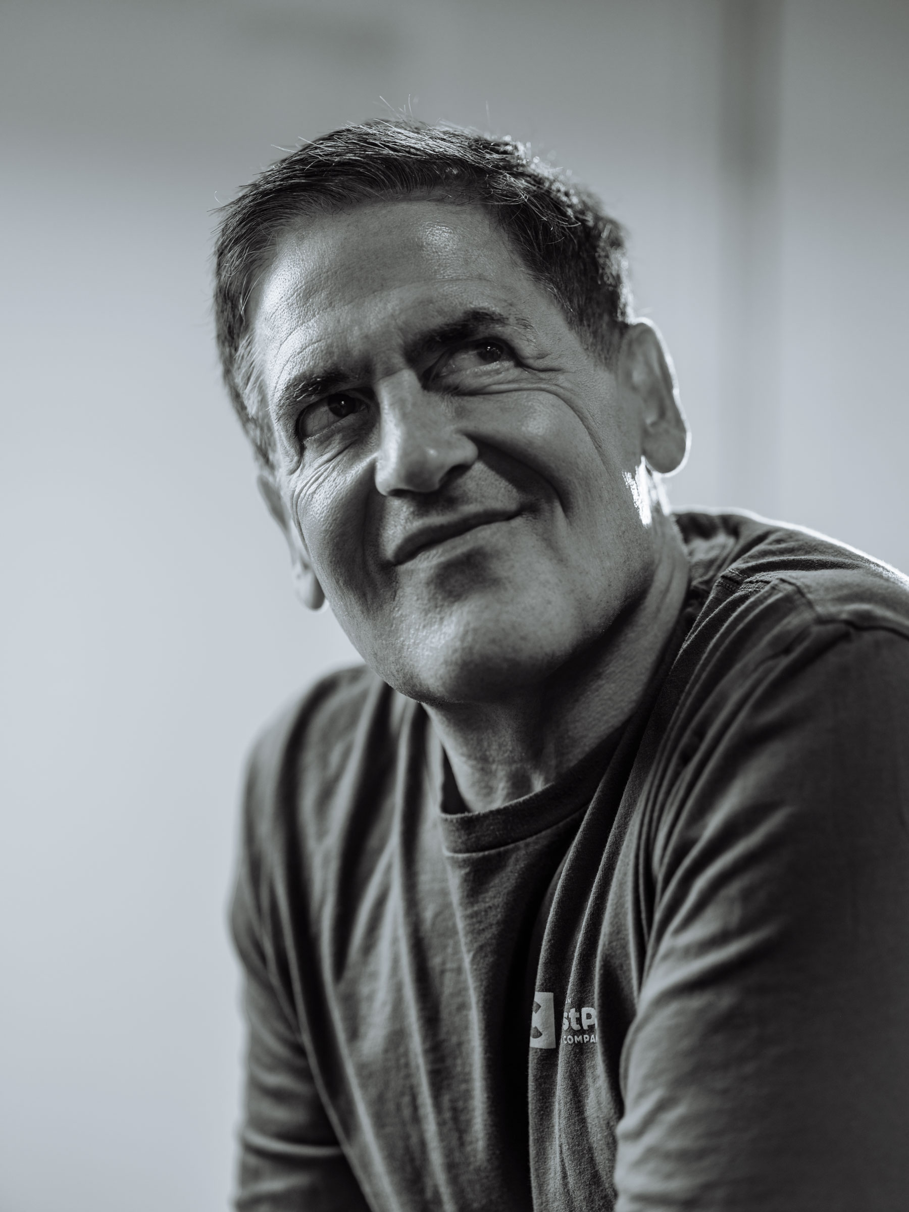 black and white portrait of Mark Cuban