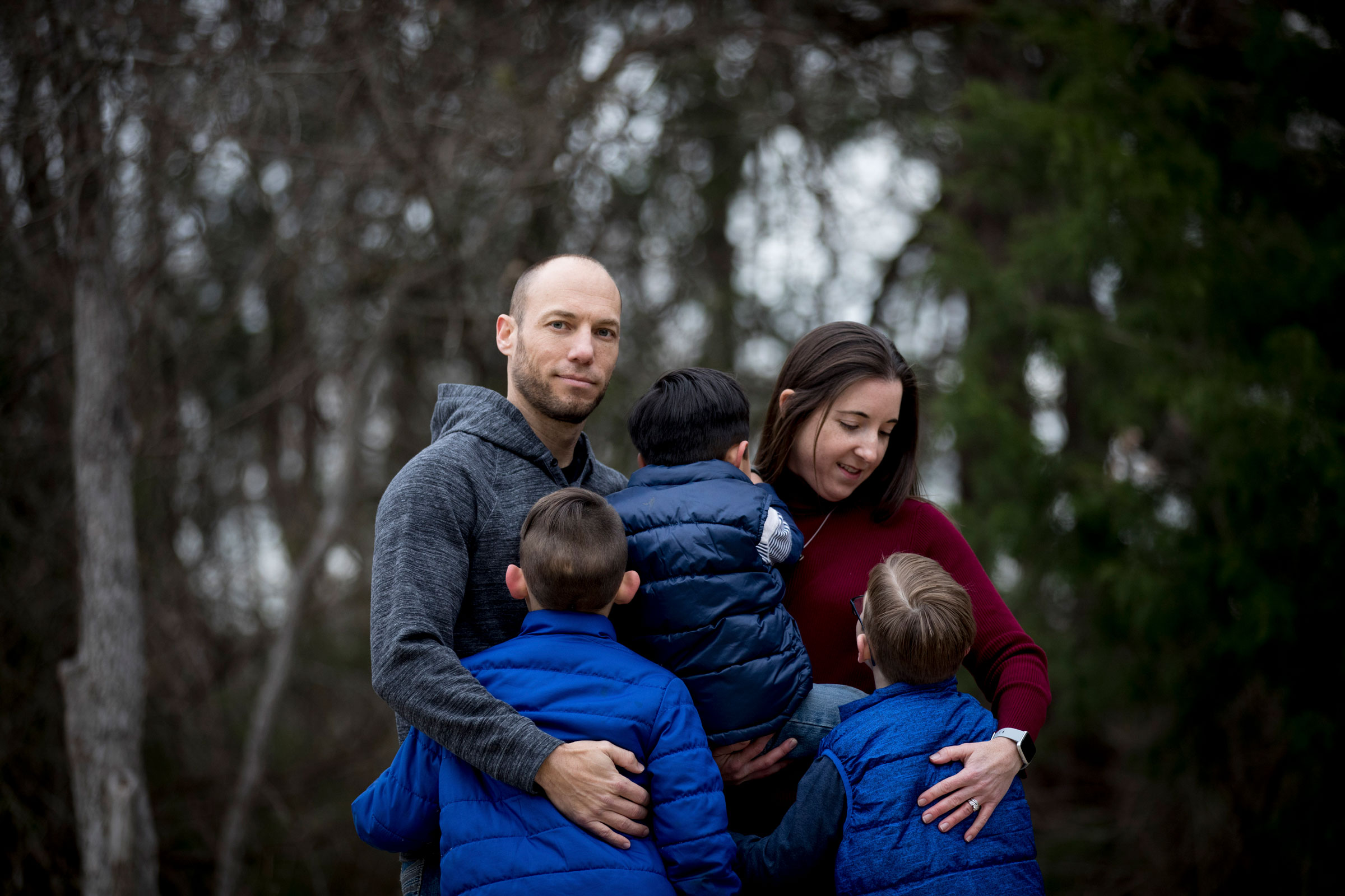 Chad and Jennifer Brackeen with their two biological children and Zachary, 3, center, a Native American boy at the center of a bitter court battle