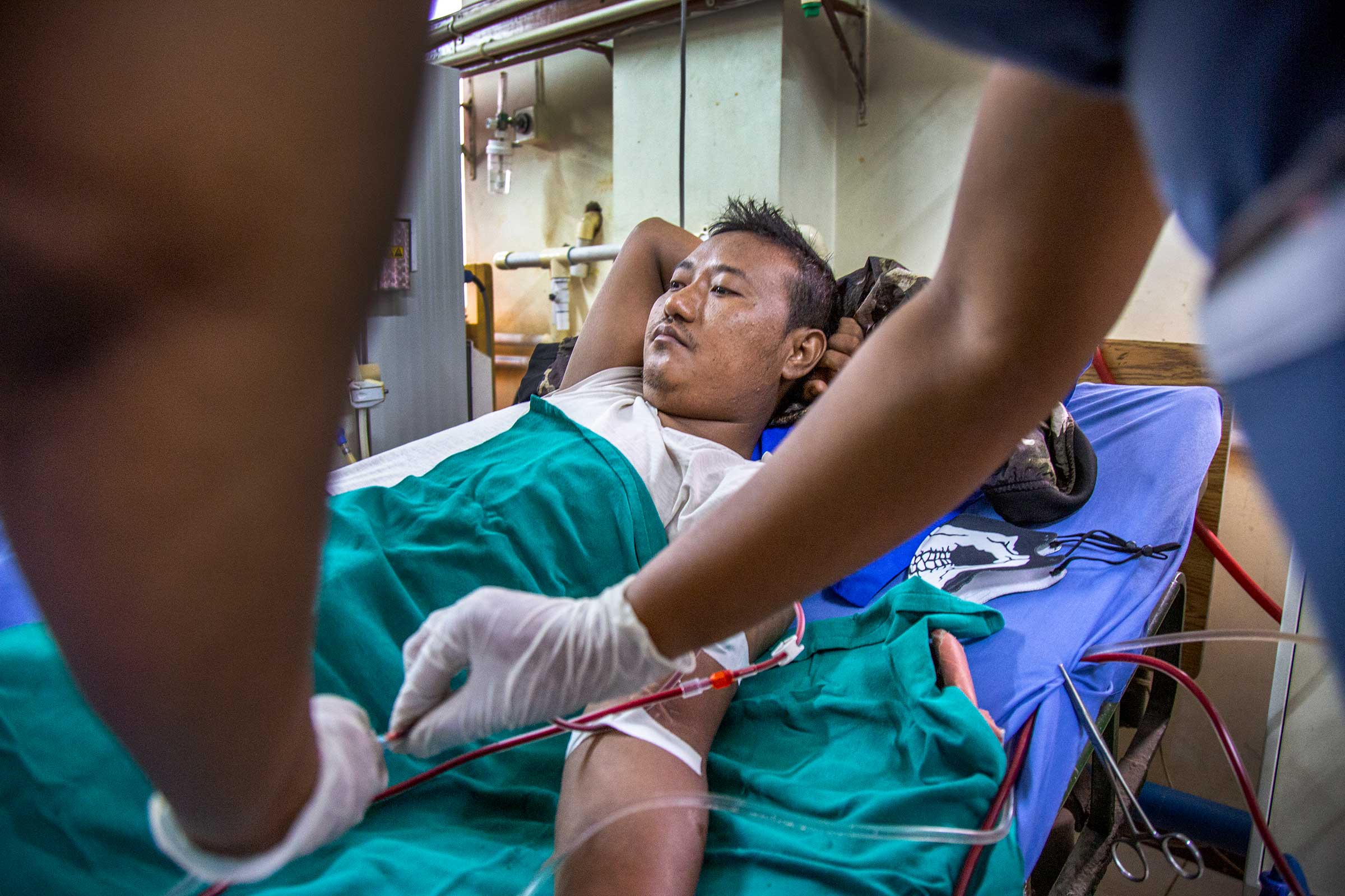Surendra Tamang getting dialysis treatment in Kathmandu on June 28. (Ed Kashi—VII for TIME)