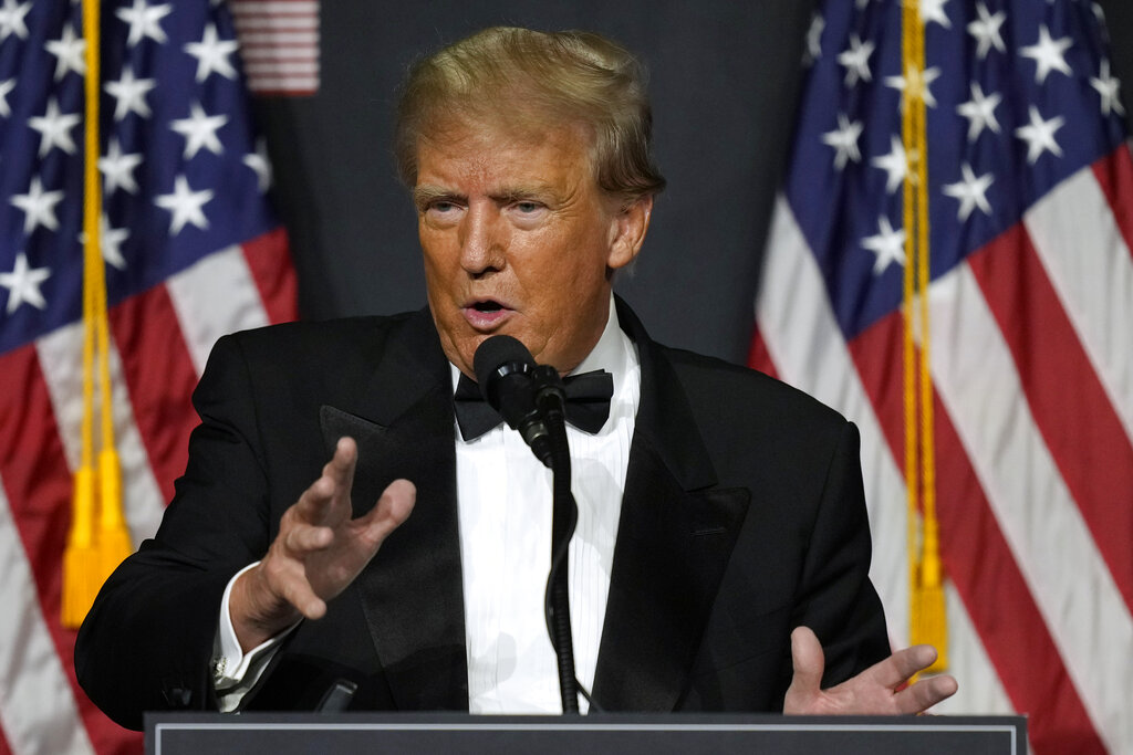 Former President Donald Trump speaks at Mar-a-Lago Friday, Nov. 18, 2022 in Palm Beach, Fla. (Rebecca Blackwell—AP)