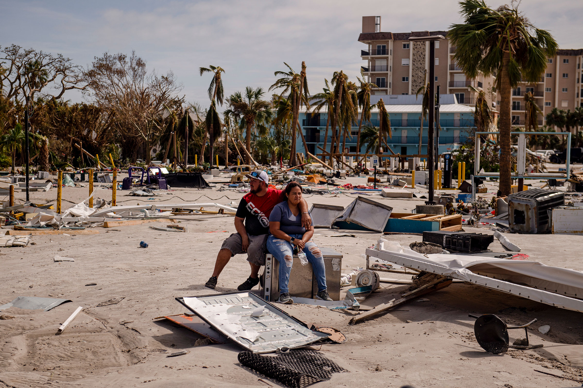 Damage caused by Hurricane Ian in Fort Myers Beach, Fla. on Sept. 29. (Hilary Swift—The New York Times/Redux)
