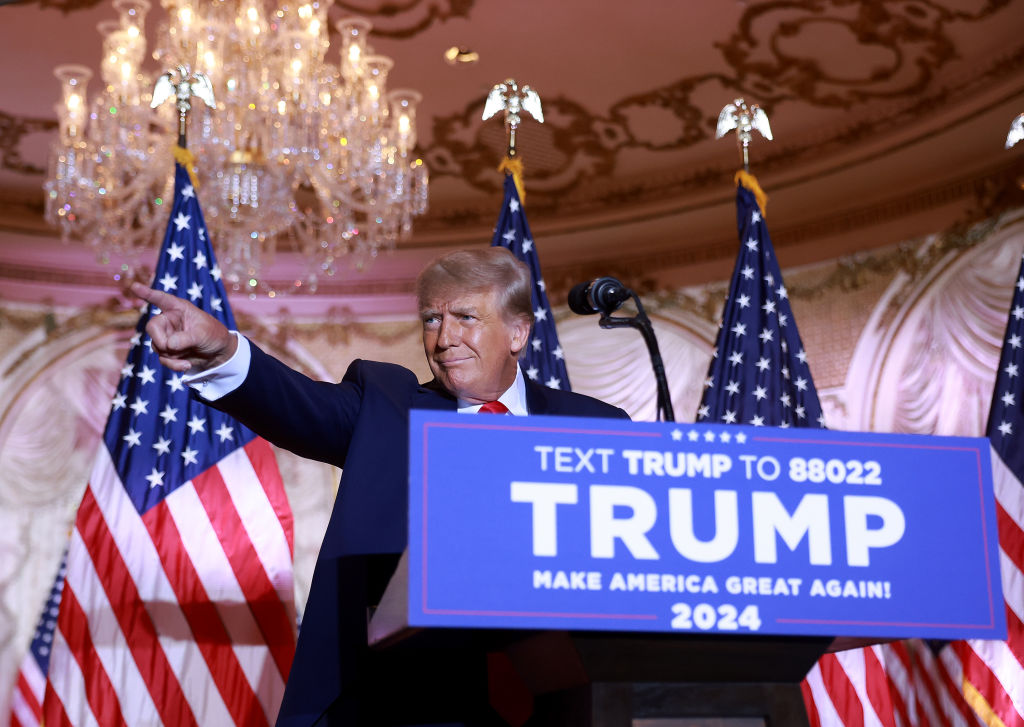Former U.S. President Donald Trump, speaking at his Mar-a-Lago home on Nov. 15, 2022 in Palm Beach, Fla., announces he is seeking another term in office. (Joe Raedle—Getty Images)