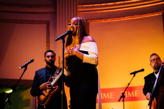 TIMEâs 2022 Breakthrough Artist of the Year Mickey Guyton peforming at the TIME 2022 Person of the Year reception, at The Plaza Hotel in New York City, on Dec. 8, 2022.