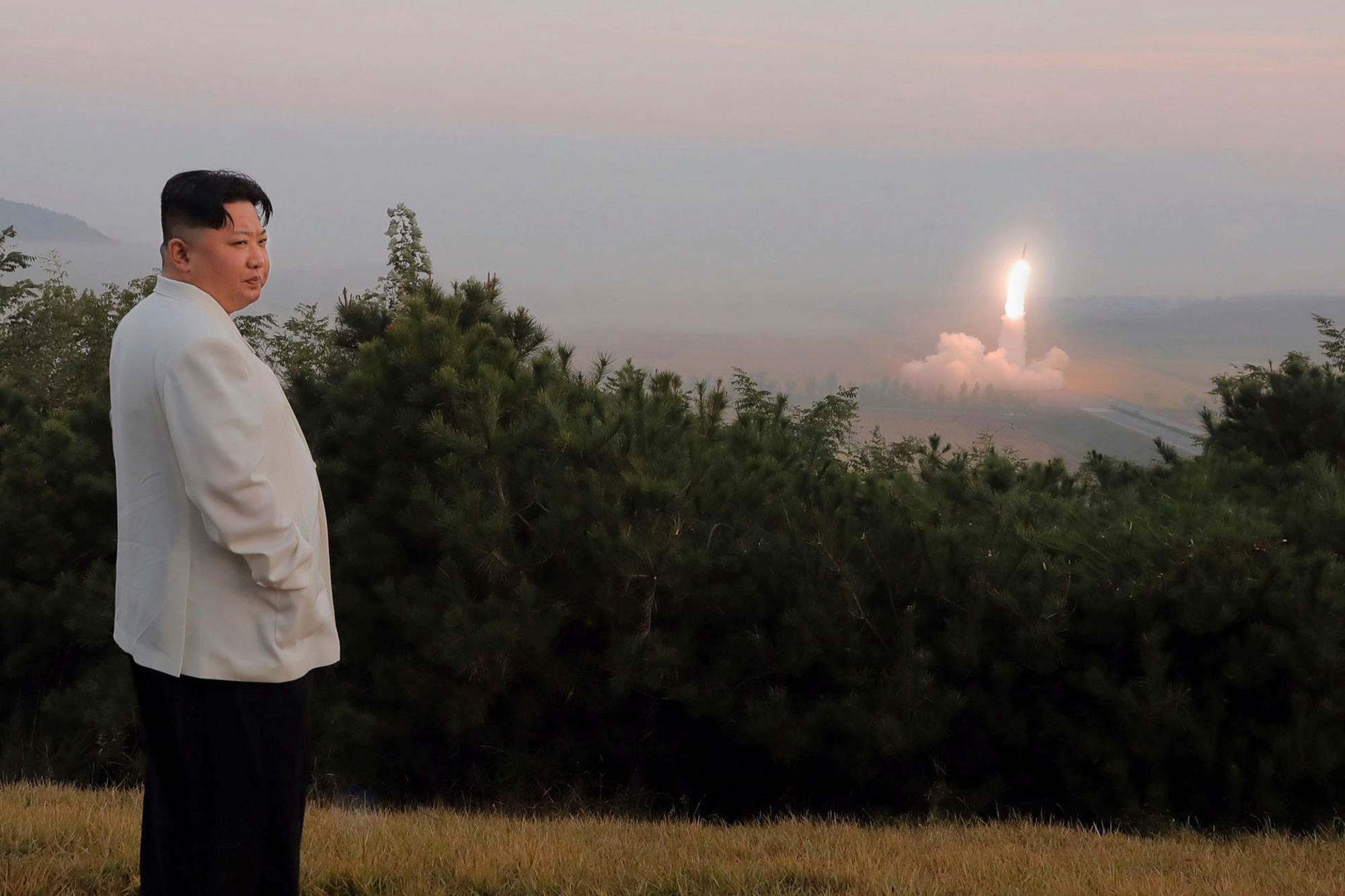 This photo provided by the North Korean government shows North Korean leader Kim Jong Un inspect a missile test at an undisclosed location sometime between Sept. 25 and Oct. 9. Independent journalists were not given access to cover the event depicted, and the content of this image cannot be independently verified. (Korean Central News Agency/Korea News Service/AP)
