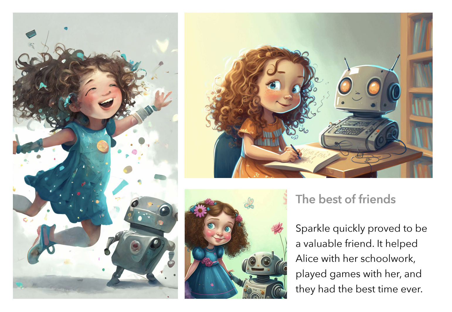 A page from <em>Alice and Sparkle</em>, a children's book made using artificial intelligence. (Courtesy Ammaar Reshi)