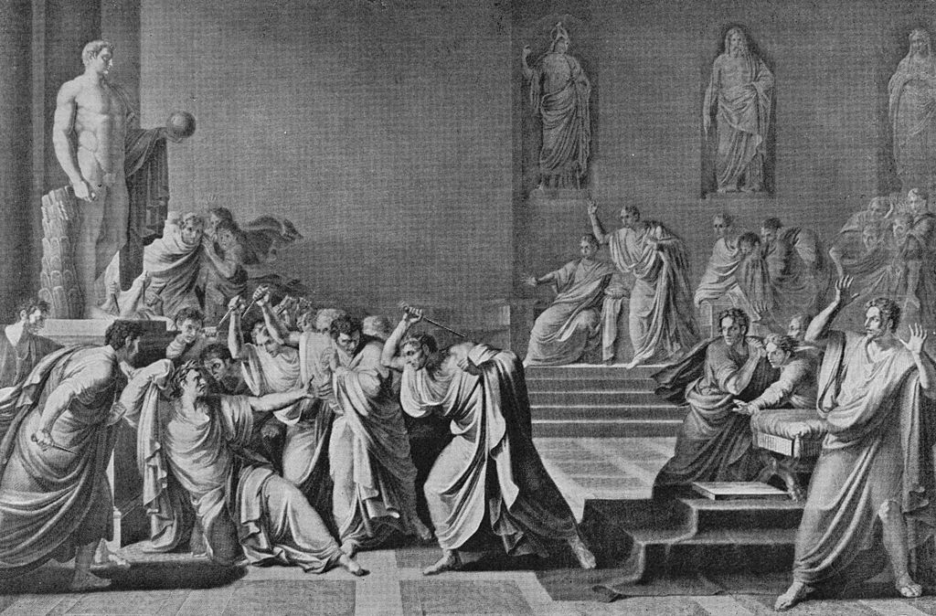 The assassination of Julius Caesar (100 - 44 BC) at the Senate in Rome, 15th March 44 BC. (Archive Photos/Getty Images)
