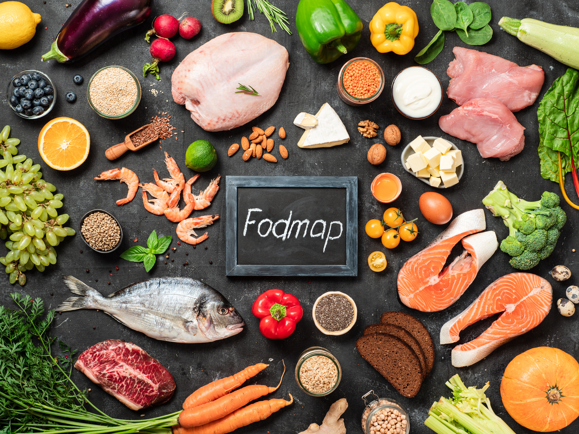 Fodmap diet concept, top view or flat lay