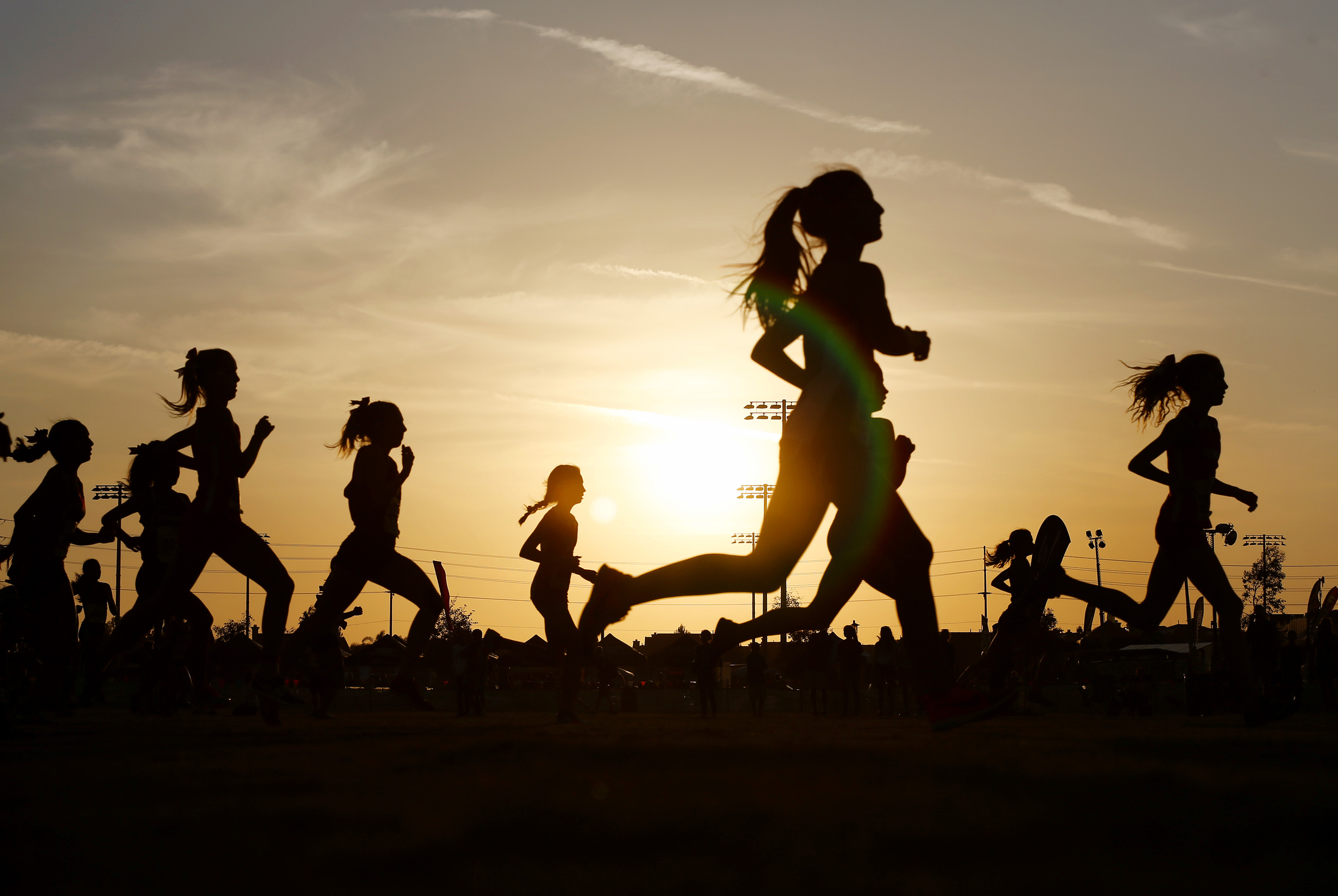 Runners compete in a 5k at sunset in Corona, California. (Getty Images)