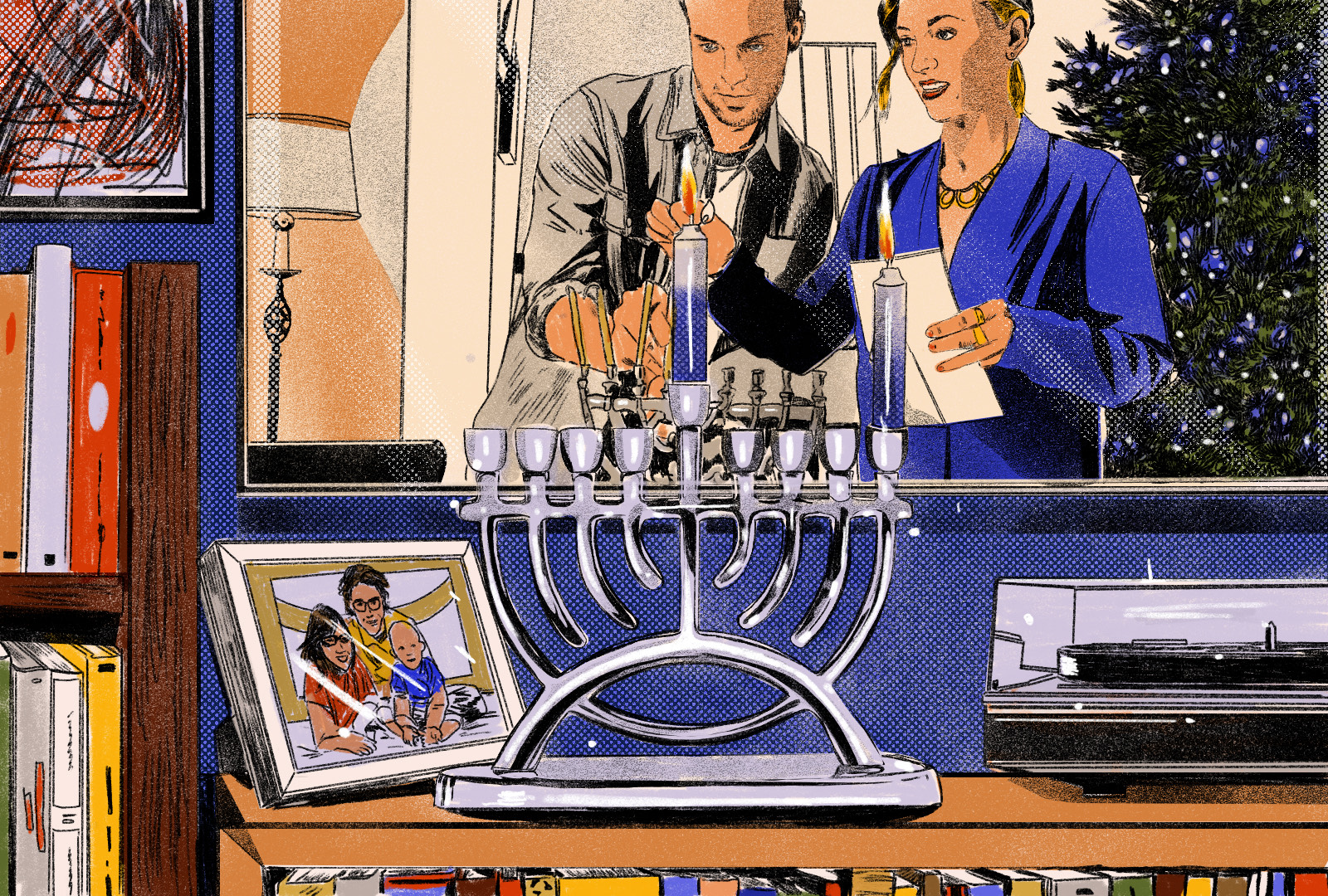 illustration of how hanukkah is manifested in pop culture