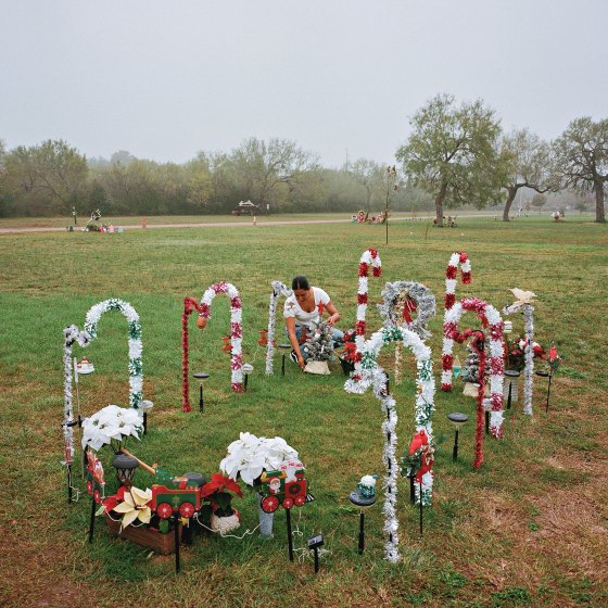 Uvalde, Texas - December 12, 2022:Kimberly , the mother of Lexi Rubio who was killed at the Robb Elementary School shooting earlier this year, visited plot at the cemetery where Lexiâs body was buried Uvlade, Texas on December 12, 2022. The parents, who decorate the plot based on holidays, visit daily. Photo: Christopher Lee for TIME