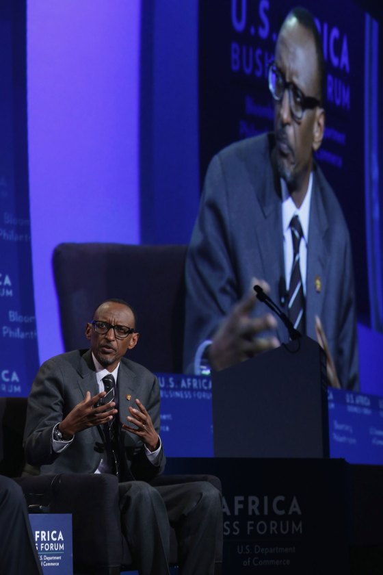 U.S. Rwanda President Paul Kagame speaks during a panel at the U.S.-Africa Business Forum on August 5, 2014 in Washington, D.C.