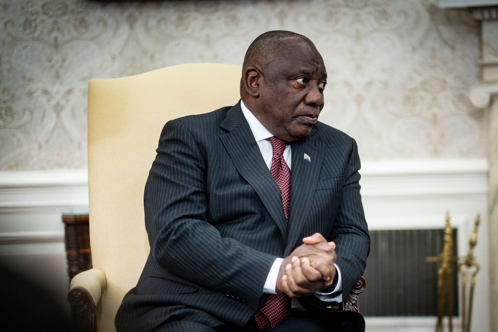 South African President Cyril Ramaphosa speaks during a meeting with U.S. President Joe Biden in the White House on September 16, 2022 in Washington, DC. (Pete Marovich—Pool/Getty Images)