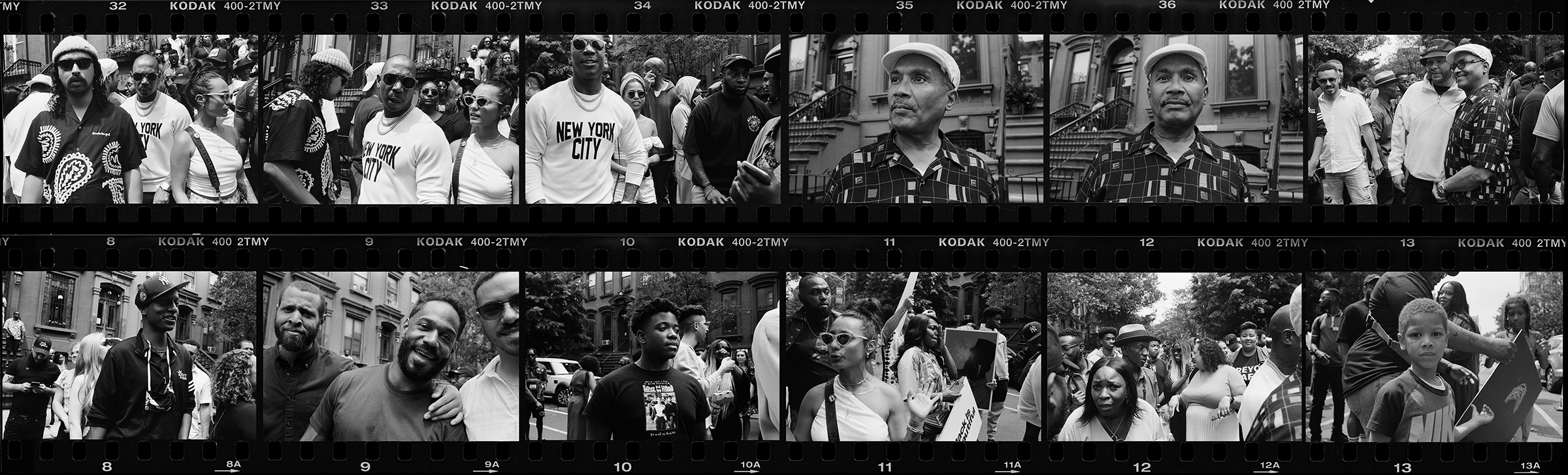 The artists, along with various members of the community, came out to the iconic Harlem stoop on June 21 to recreate <a href="https://time.com/6194057/harlem-nft-artists-hip-hop-jazz/">iconic jazz and hip-hop photos</a> made in the same stoop in 1958 and 1998. (Gioncarlo Valentine for TIME)