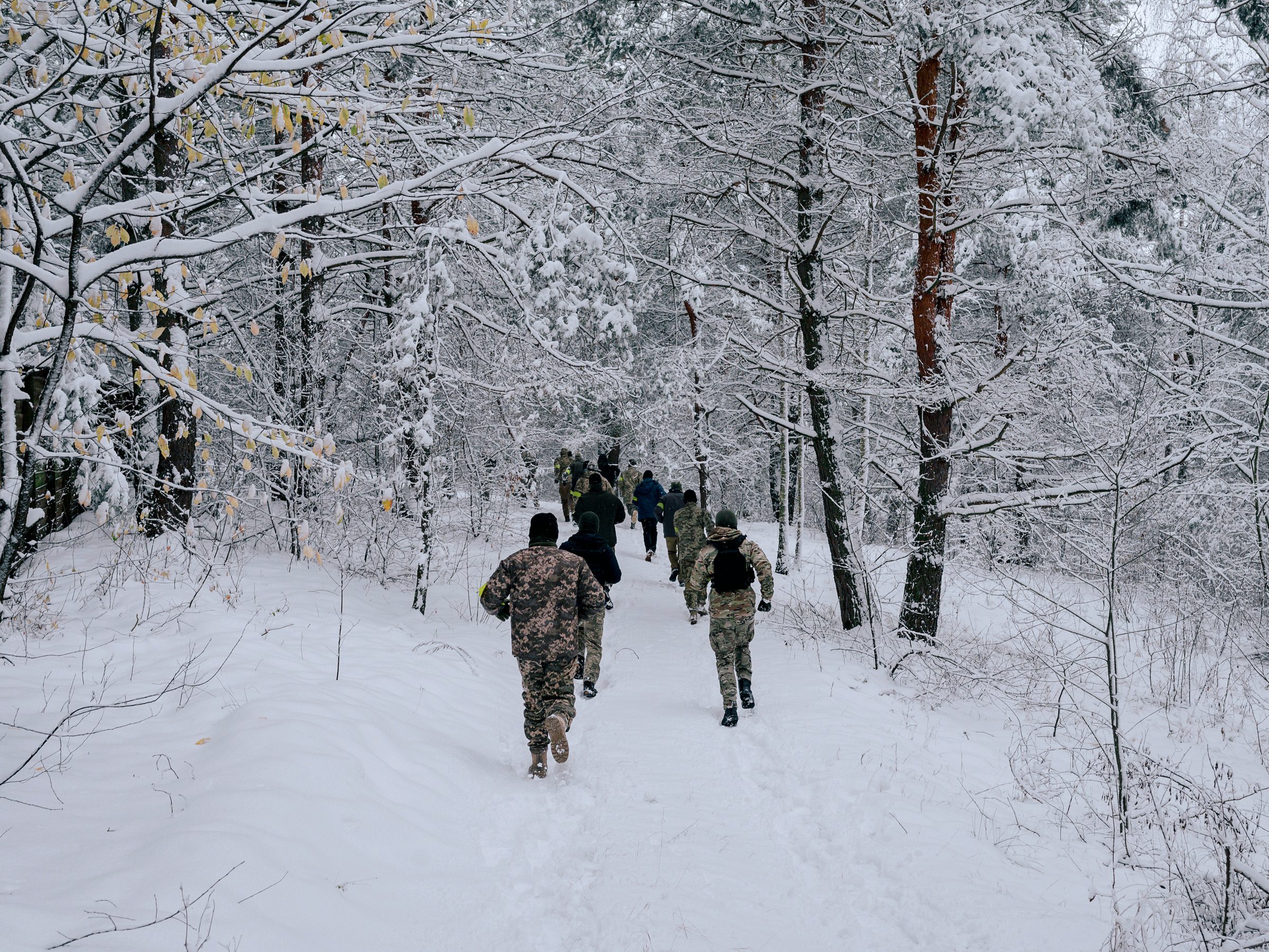 Ukrainian trainees at a secret location in Kyiv Oblast in November. (Fabian Ritter—DOCKS collective)