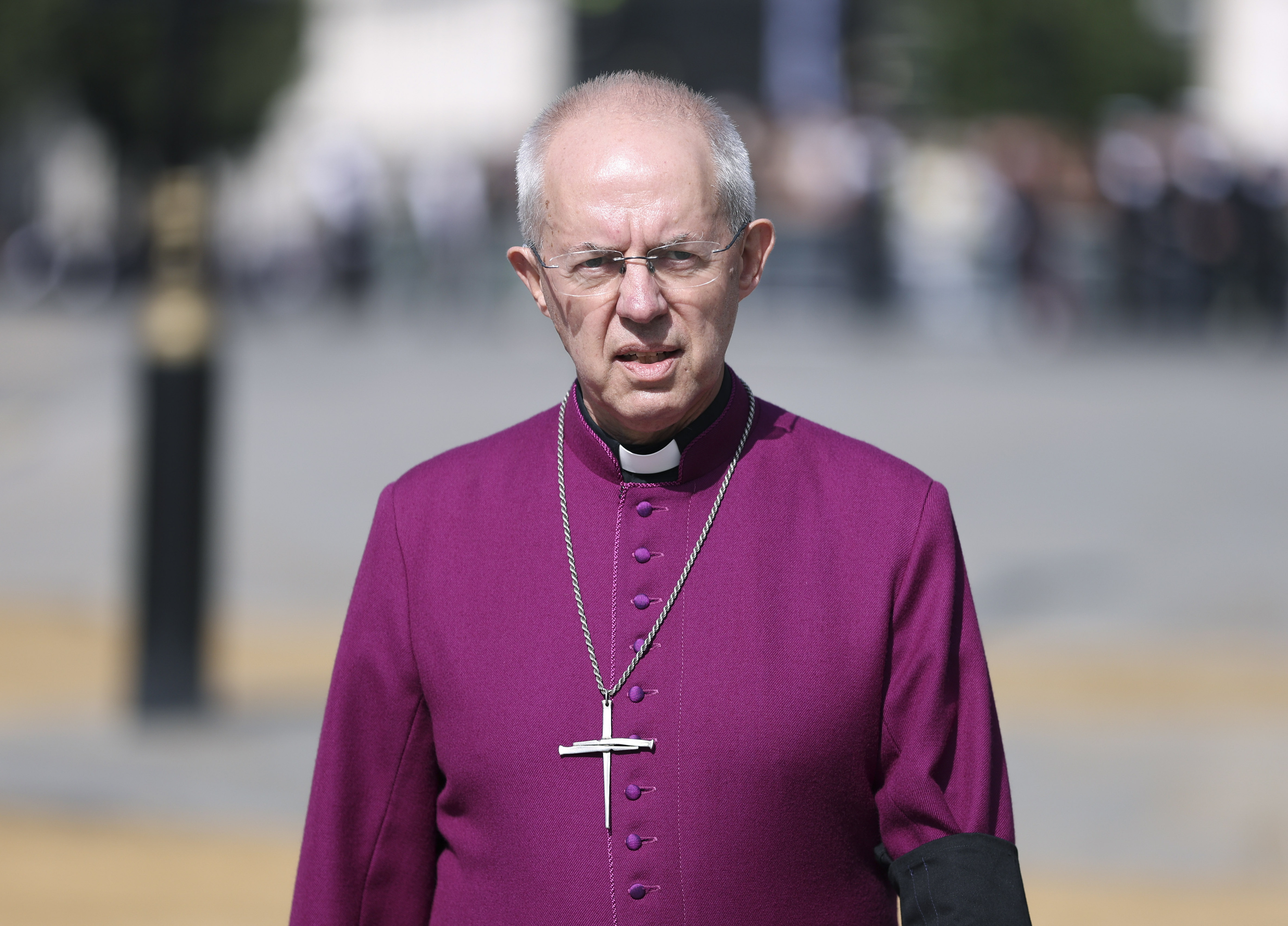 The Archbishop of Canterbury Justin Welby walks in Westminster on Sept. 14, 2022. (Richard Heathcote—Pool Photo via AP)