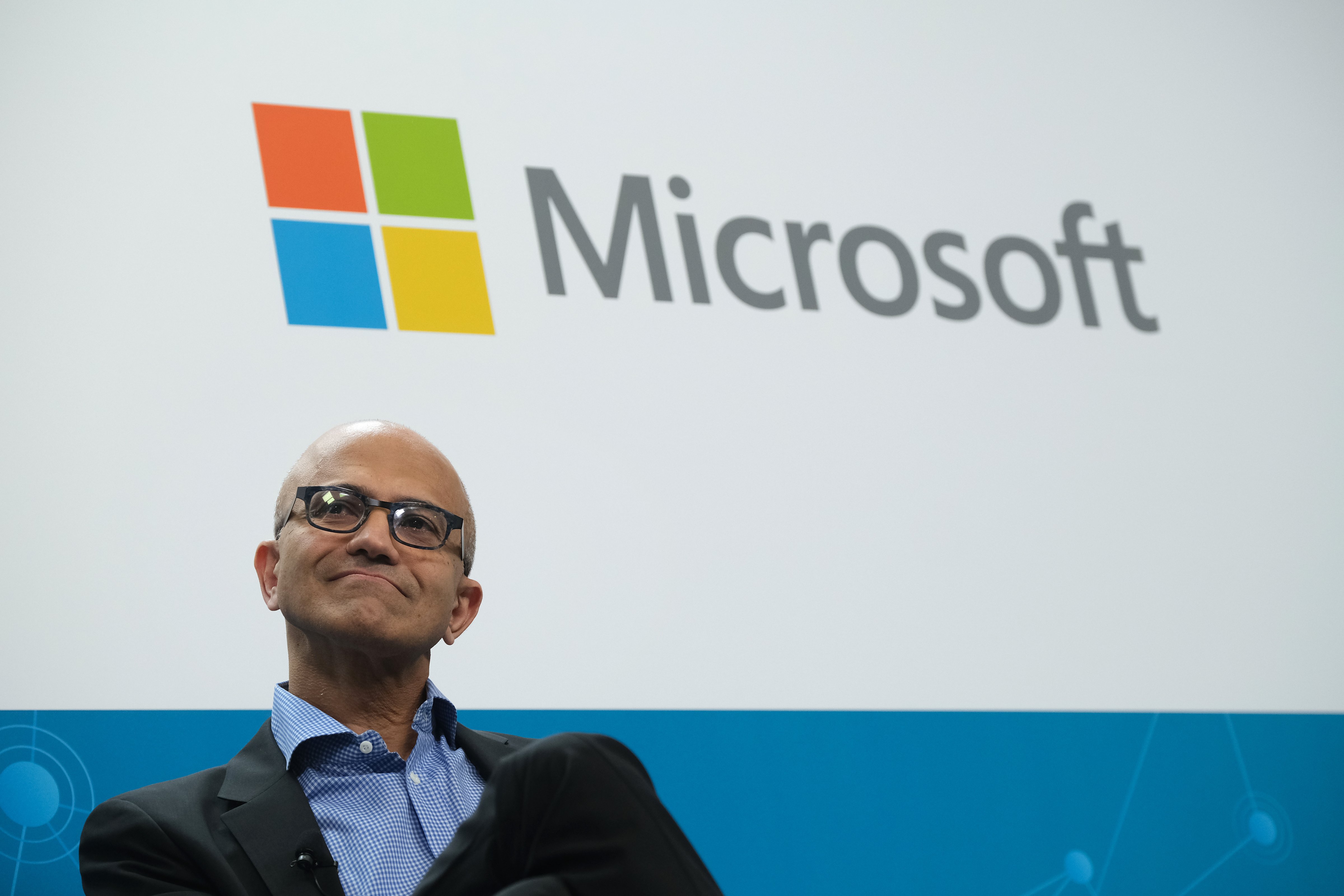 Satya Nadella, CEO of Microsoft, in Berlin, Germany in 2019. (Sean Gallup--Getty Images)