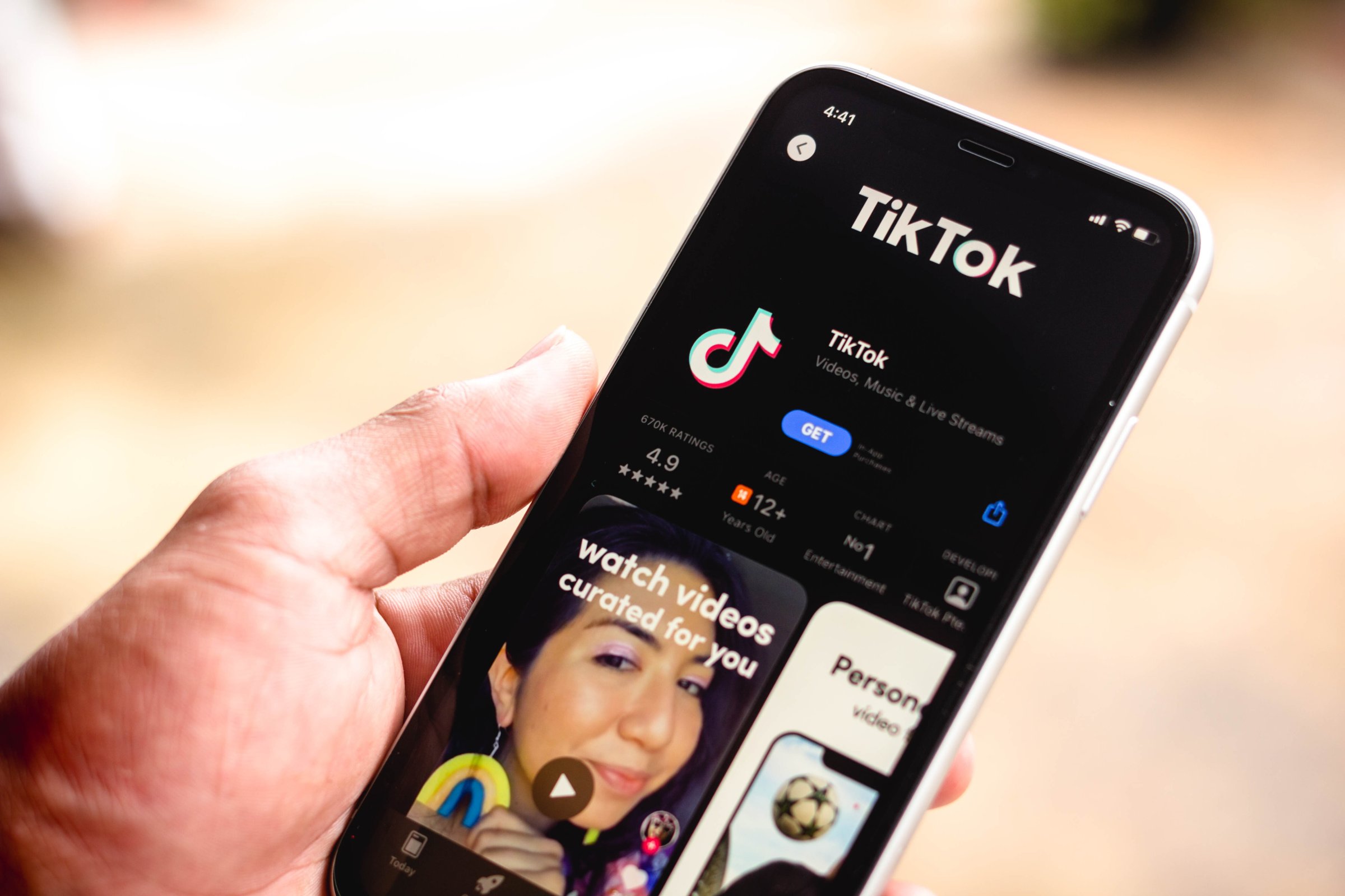 In this photo illustration the TikTok logo in App Store seen