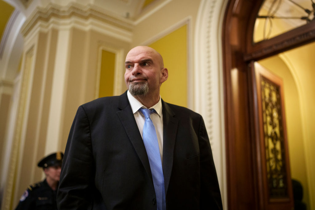 Sen.-elect John Fetterman (D-PA) heads to a lunch meeting with Senate Democrats at the U.S. Capitol on November 15, 2022 in Washington, DC. (Drew Angerer—Getty Images)