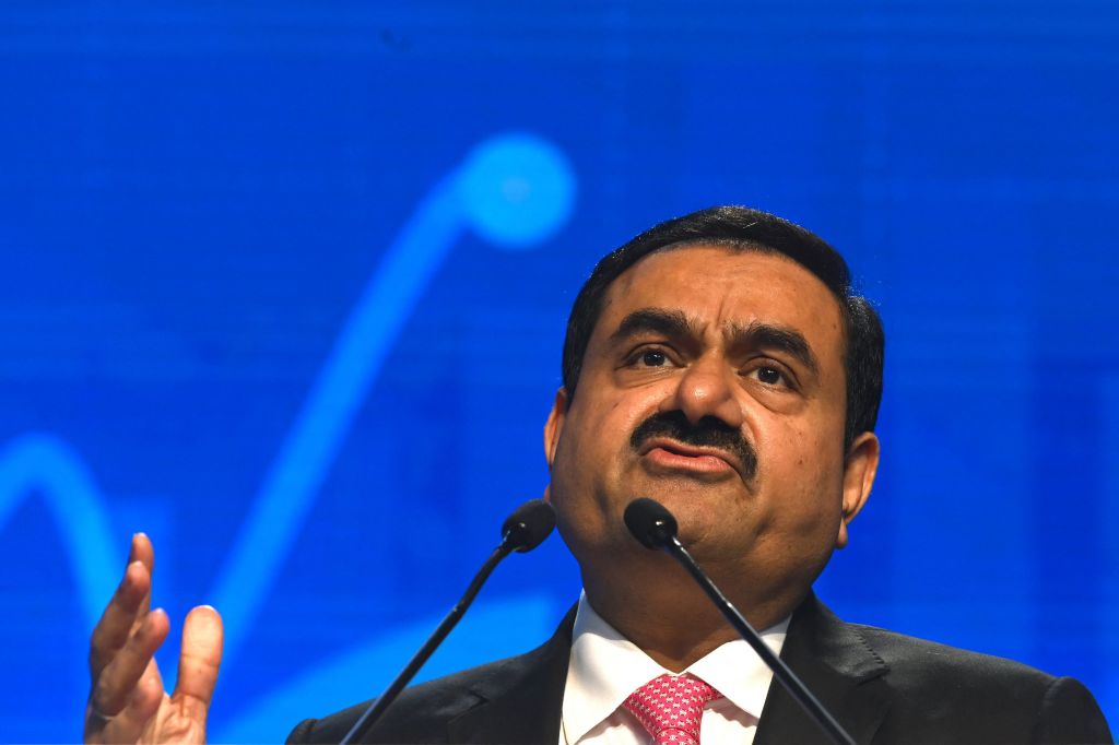Chairperson of Indian conglomerate Adani Group, Gautam Adani, speaks at the World Congress of Accountants in Mumbai on Nov. 19, 2022. (Indranil Mukherjee—AFP via Getty Images)