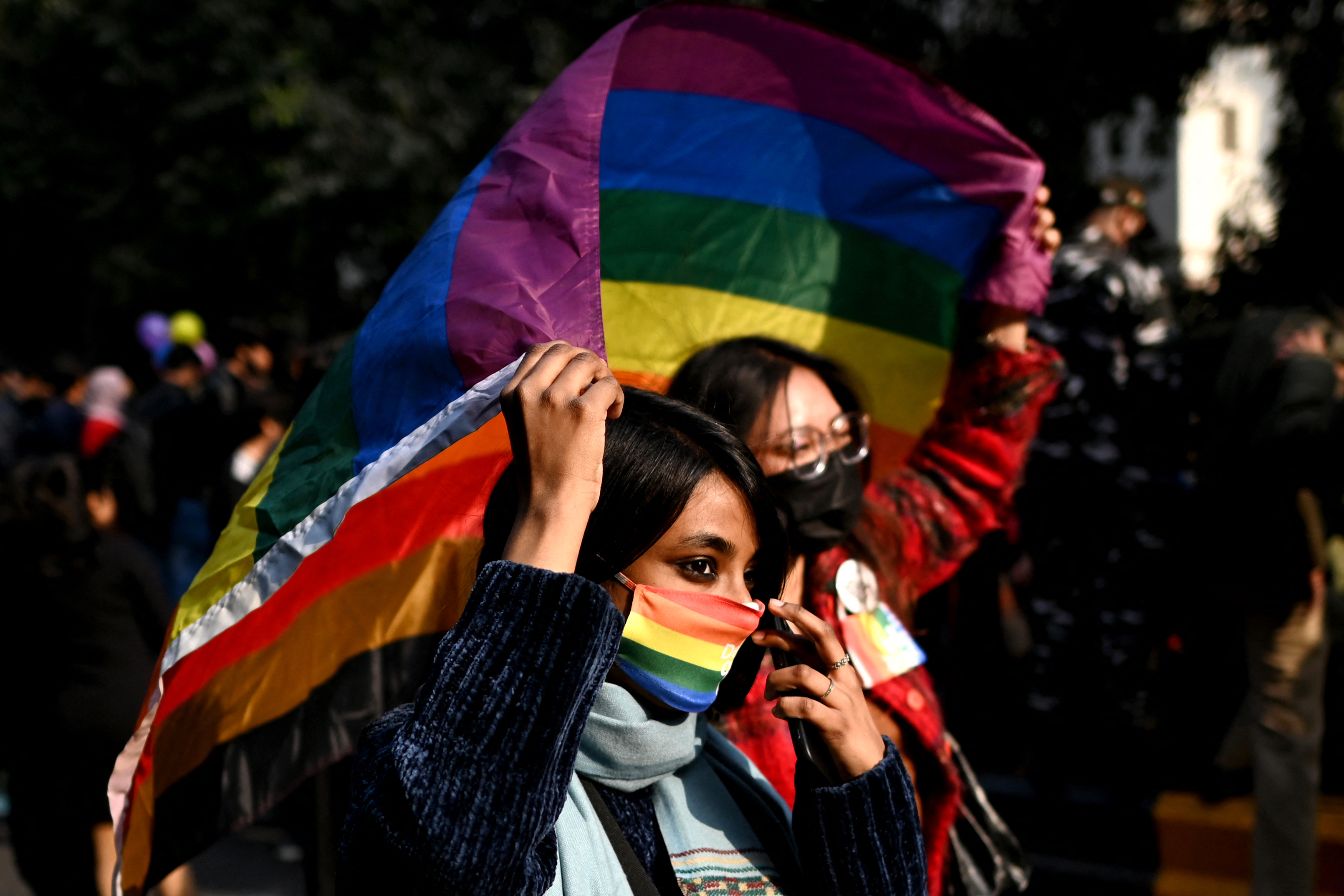 Members and supporters of the LGBTQ community take part in a Pride parade in New Delhi, Jan. 8, 2023. (Sajjad Hussain—AFP/Getty Images)