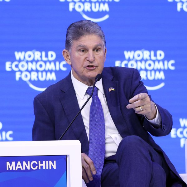 U.S. Senator Joe Manchin attends a special session within the World Economic Forum (WEF) in Davos, Switzerland on January 19, 2023.