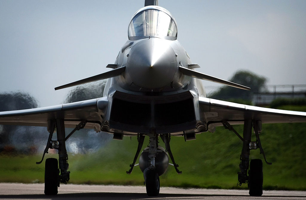 An RAF Eurofighter Typhoon taxis before an aerial display on Sept. 2, 2008, in Sleaford, England. (Christopher Furlong—Getty Images)