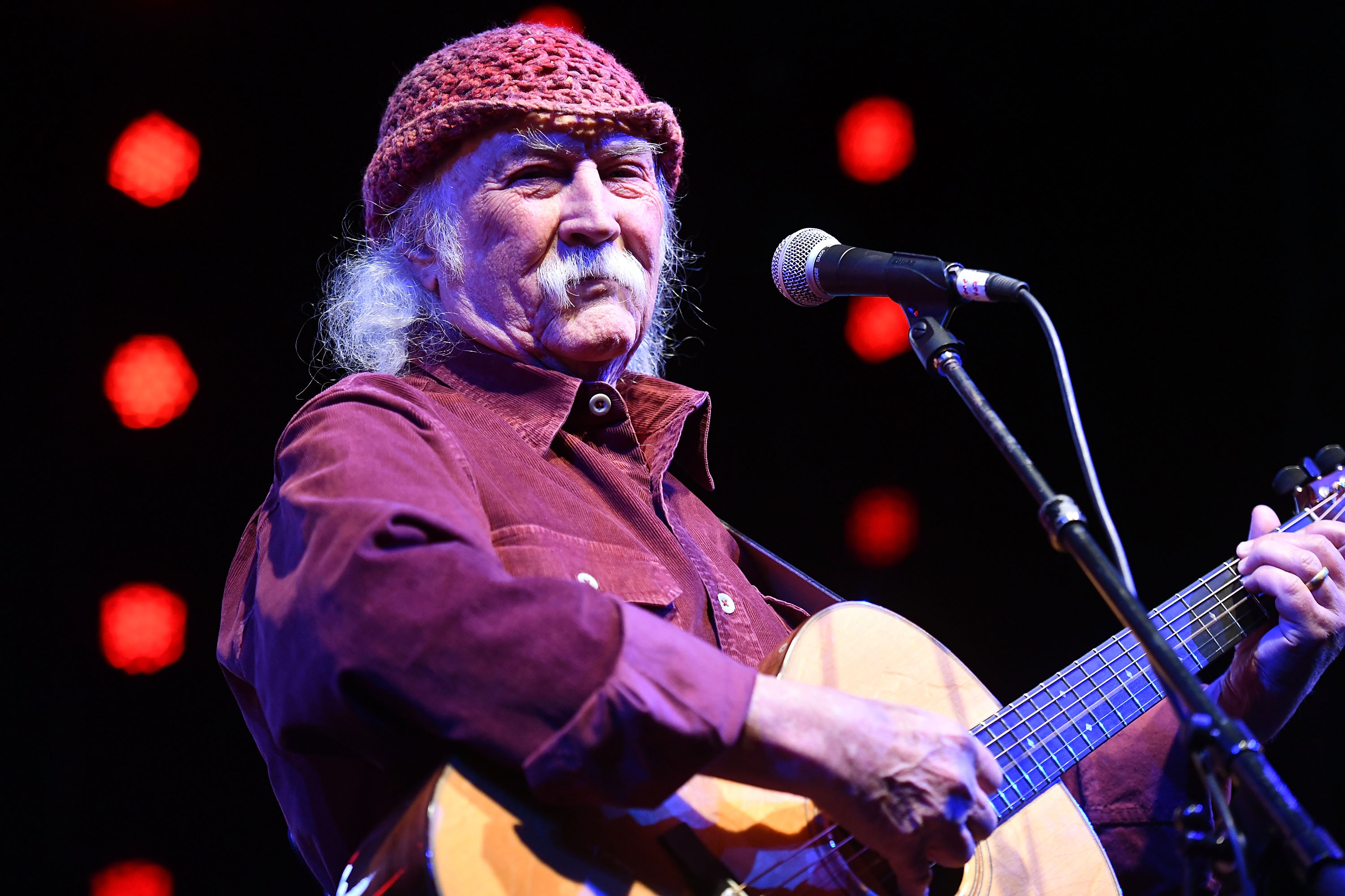 Rock and Roll Hall of Fame member David Crosby, founder of The Byrds and Crosby, Stills and Nash, performs onstage during a benefit for first responders in Carpinteria, Calif., Feb. 25, 2018. (Scott Dudelson—Getty Images)