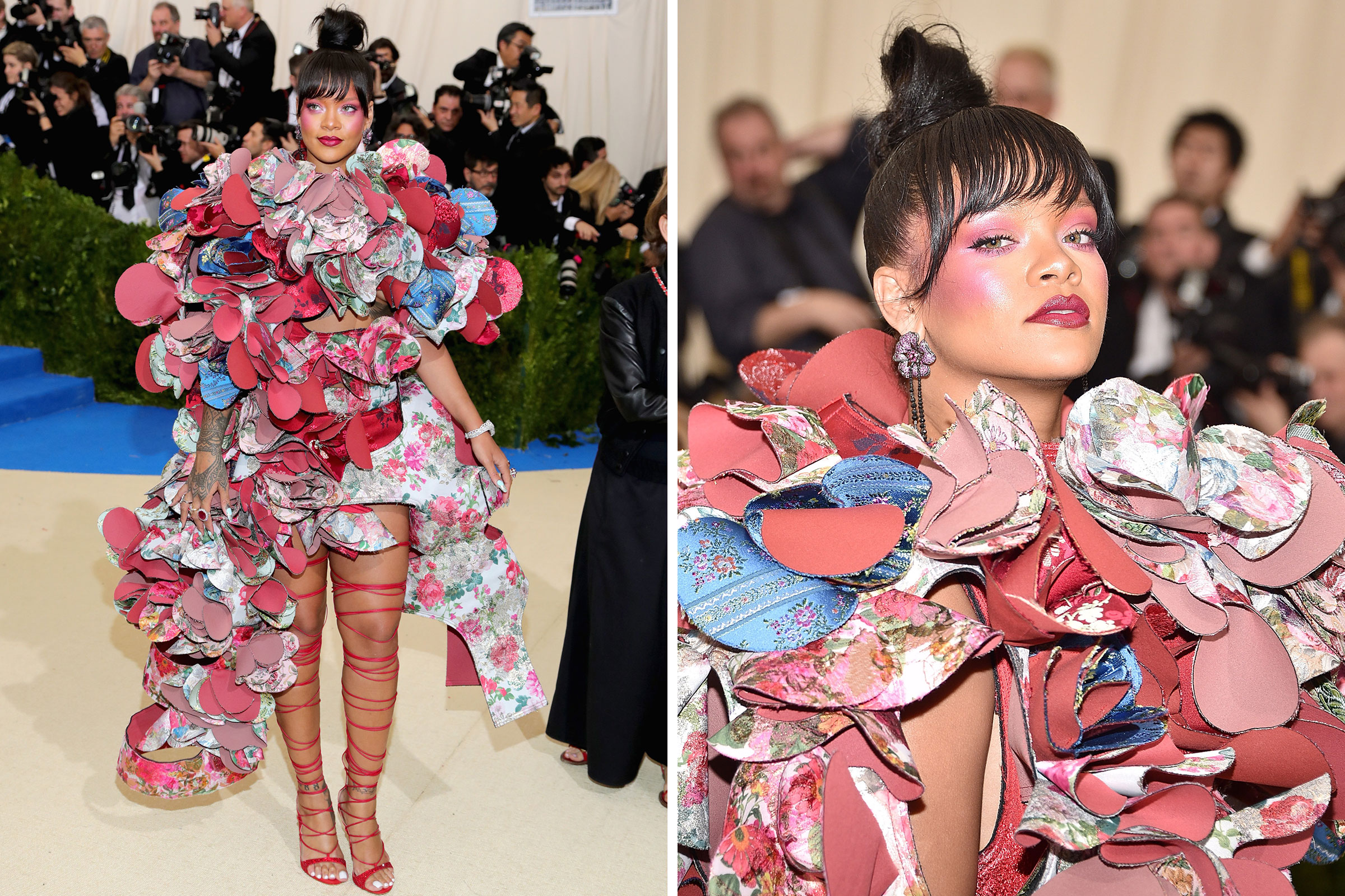 Rihanna attends the "Rei Kawakubo/Comme des Garcons: Art Of The In-Between" Costume Institute Gala at Metropolitan Museum of Art on May 1, 2017. (Neilson Barnard—Getty Images; Kevin Mazur—WireImage/Getty Images)