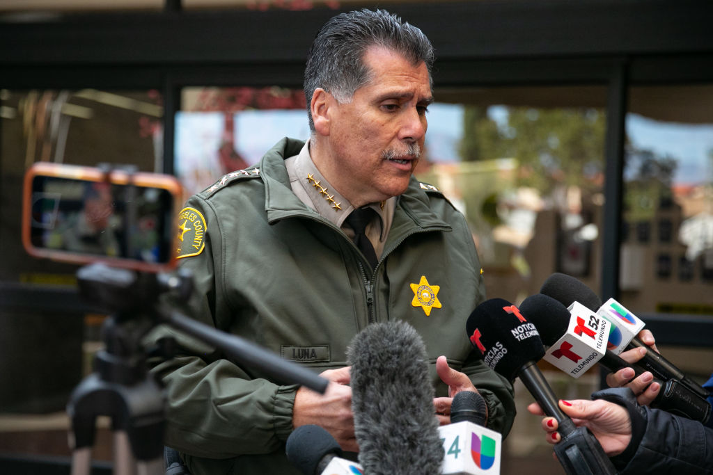 Los Angeles County Sheriff Robert Luna answers questions about the mass shooting at ballroom dance studio in Monterey Park, Calif. (Jason Armond–Los Angeles Times/Getty Images)