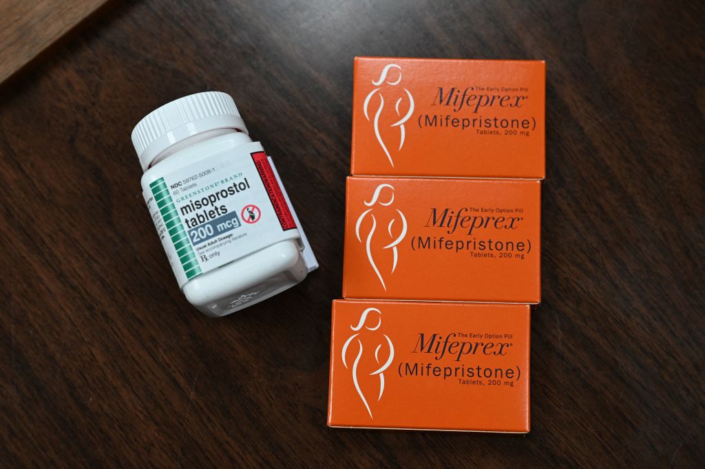 Mifepristone and misoprostol, the two drugs used in a medication abortion, are seen at a women's health clinic  in Santa Teresa, N.M., on June 17, 2022. (Robyn Beck/AFP—Getty Images)