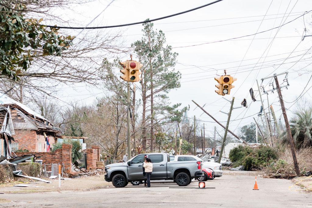 Damage is seen the day after a tornado hit Selma, Ala. on January 12, 2023. (Cameron Carnes—The Washington Post/Getty Images))