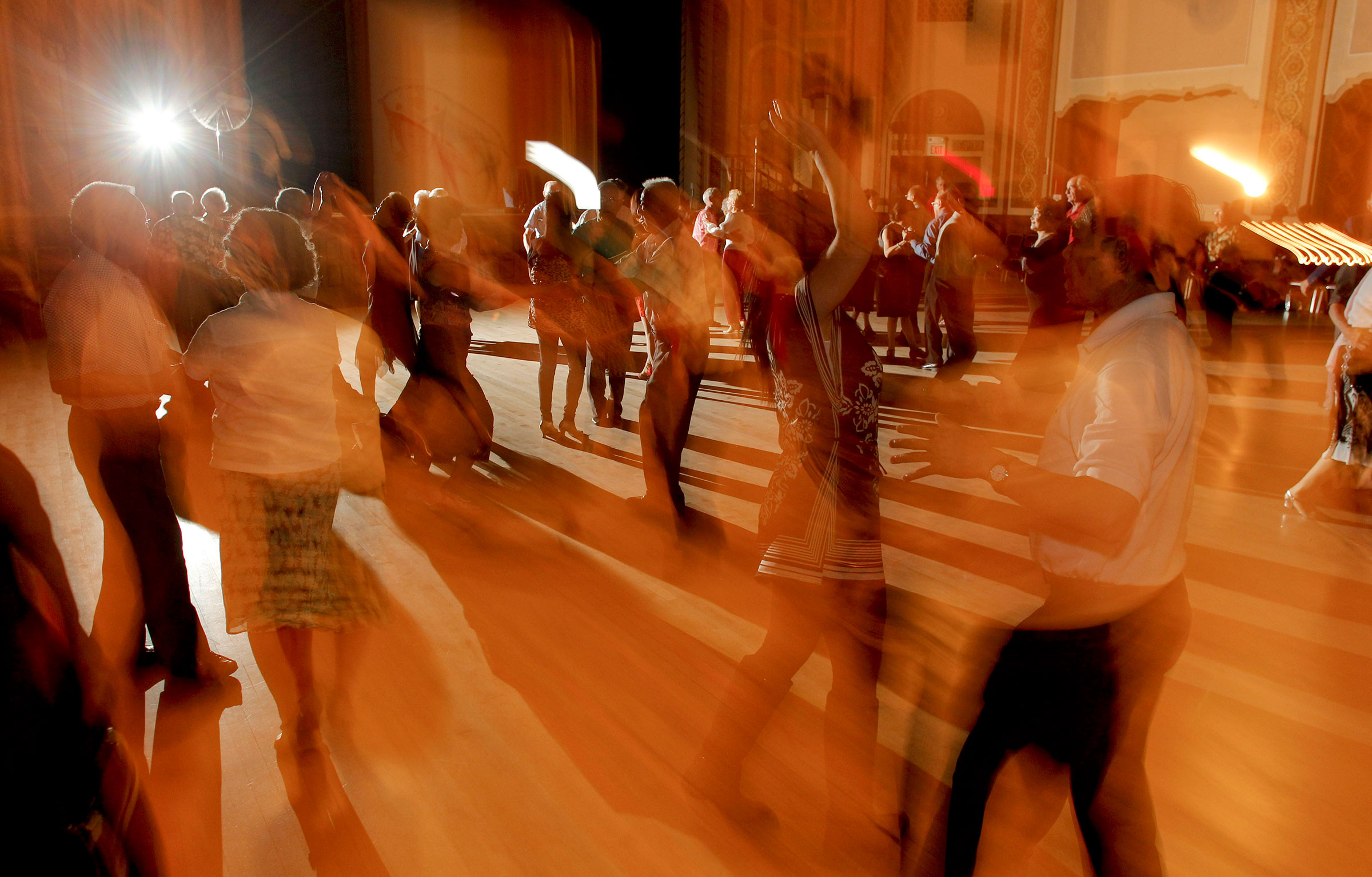Dancers fill the floor at the Senior Center in Oakland, Calif., on July 19, 2012. For many senior citizens in AAPI communities, ballroom dancing is a popular pastime. (Michael Macor—San Francisco Chronicle/AP)