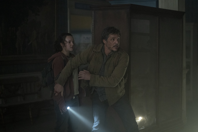 Bella Ramsey and Pedro Pascal in <i>The Last of Us</i> (Liane Hentscher—HBO)