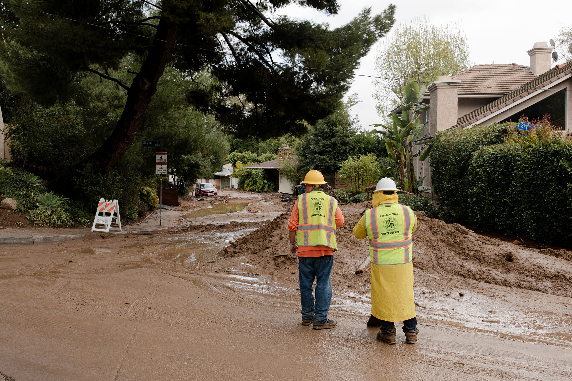 A flooded block in a Studio City neighborhood on Jan. 10. (Alex Welsh for TIME)