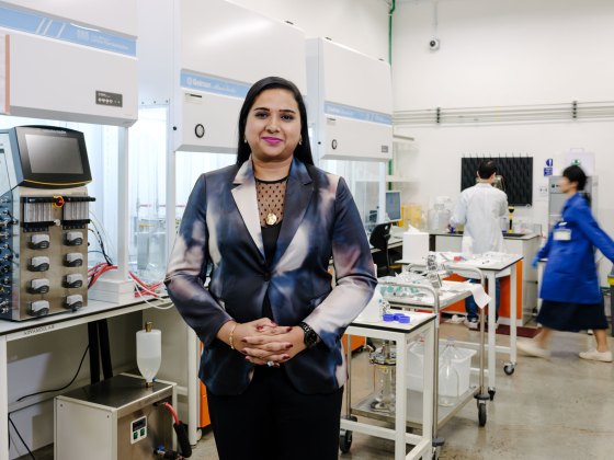 Sandhya Sriram, Group CEO ands Co-Founder of Shiok Meats, seen here in their R&D laboratory on Nov. 11. (Mindy Tan for TIME)